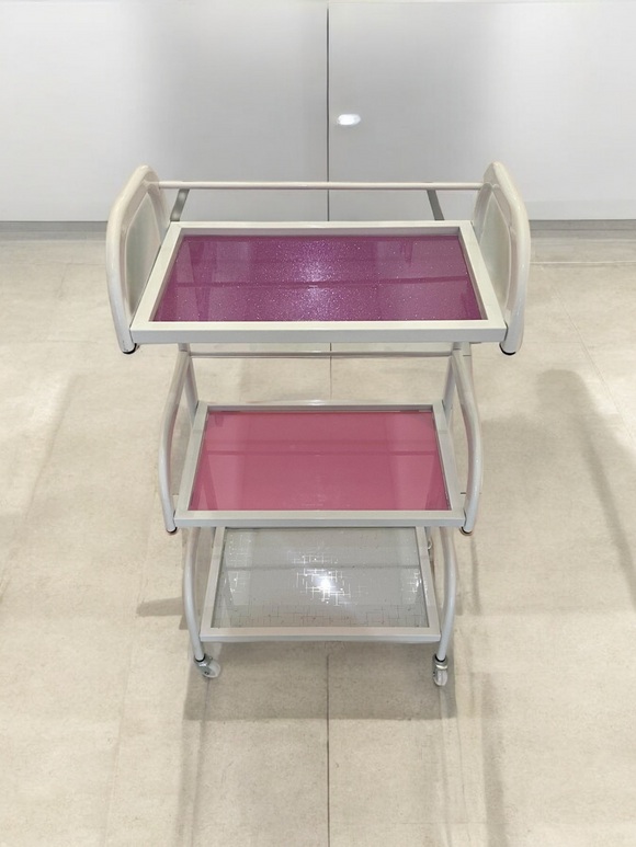 3 Tier Pink White Metal Trolley