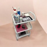 3 Tier Pink White Metal Trolley