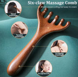 Natural Sandalwood Antler Massage 6 Claw Comb