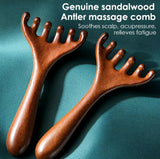 Natural Sandalwood Antler Massage 6 Claw Comb