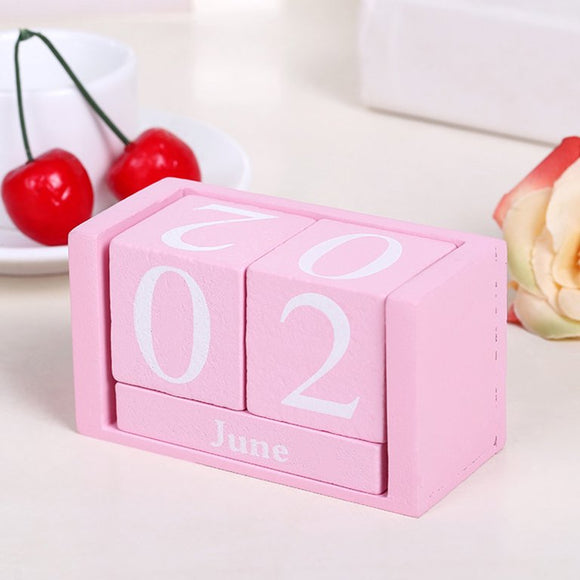 Perpetual Wooden Block Calendar Pink